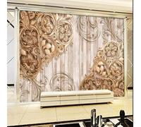 XLMING Rétro Art Relief Fleurs Motifs Grain De Bois 3D Papier Peint Premium Texturé Soie Bureau Salle à Manger Salon Chambre Coucher Canapé TV Mur-400cm×280cm