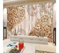 XLMING Rétro Art Relief Fleurs Motifs Grain De Bois 3D Papier Peint Texture Soyeuse Intissé Salle à Manger Bureau D'étude Canapé Chambre Salon TV Mur-400cm×280cm