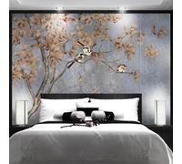 XLMING Rétro Branches Feuilles Petits Oiseaux Art 3D Papier Peint Luxe Décoration Manger Adulte Intérieure Salon Canapé Chambre Fond TV Mur-250cm×170cm
