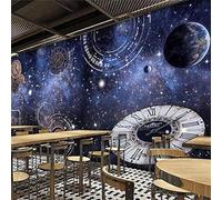 XLMING Rétro Ciel Étoilé Univers Horloge Créativité 3D Papier Peint Luxe Décoration Manger Adulte Intérieure Salon Canapé Chambre Fond TV Mur-150cm×105cm