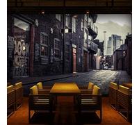 XLMING Rétro Créatif Architecture Rues Extension Spatiale 3D Papier Peint Texture Soyeuse Intissé Salle à Manger Bureau D'étude Canapé Chambre Salon TV Mur-430cm×300cm