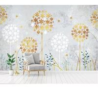 XLMING Rétro Créatif Coloré Plantes Pissenlits Papier Peint 3D Soie De Luxe Intissé Bureau Salle à Manger Canapé Chambre Salon TV Mural Décoratif-200cm×140cm