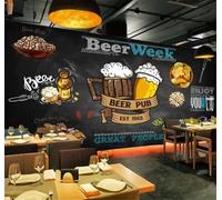 XLMING Rétro Créatif Peint À La Main Tableau Noir Bière Décoration Industrielle 3D Papier Peint Premium Texturé Soie Bureau Salle à Manger Salon Chambre Coucher Canapé TV Mur-250cm×170cm