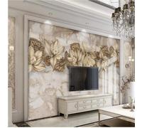 XLMING Rétro Dessiné À La Main Art Fleurs Imitation Marbre Motifs 3D Papier Peint Premium Texturé Soie Bureau Salle à Manger Salon Chambre Coucher Canapé TV Mur-400cm×280cm