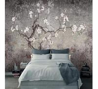 XLMING Rétro Dessiné À La Main Art Graffiti Aquarelle Fleurs De Pêcher 3D Papier Peint Premium Texturé Soie Bureau Salle à Manger Salon Chambre Coucher Canapé TV Mur-400cm×280cm