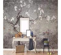 XLMING Rétro Dessiné À La Main Art Graffiti Aquarelle Fleurs De Pêcher 3D Papier Peint Texture Soyeuse Intissé Salle à Manger Bureau D'étude Canapé Chambre Salon TV Mur-430cm×300cm