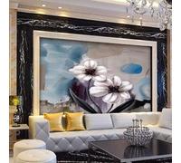 XLMING Rétro Dessiné À La Main Art Graffiti Blanc Fleurs 3D Papier Peint Premium Texturé Soie Bureau Salle à Manger Salon Chambre Coucher Canapé TV Mur-430cm×300cm