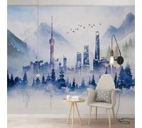 XLMING Rétro Dessiné À La Main Art Ville Architecture Forêt 3D Papier Peint Texture Soyeuse Intissé Salle à Manger Bureau D'étude Canapé Chambre Salon TV Mur-350cm×256cm