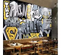 XLMING Rétro Dessiné À La Main Cool Graffiti Style Industriel Salle De Sport 3D Papier Peint Texture Soyeuse Intissé Salle à Manger Bureau D'étude Canapé Chambre Salon TV Mur-430cm×300cm