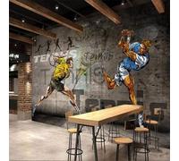 XLMING Rétro Dessiné À La Main Graffiti Tennis Sport Personnages 3D Papier Peint Texture Soyeuse Intissé Salle à Manger Bureau D'étude Canapé Chambre Salon TV Mur-300cm×210cm