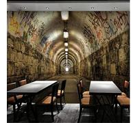 XLMING Rétro Dessiné À La Main Graffiti Tunnel Espace Élargi 3D Papier Peint Premium Texturé Soie Bureau Salle à Manger Salon Chambre Coucher Canapé TV Mur-200cm×140cm