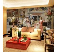 XLMING Rétro Dessiné À La Main Personnages Fleurs Animaux Chien 3D Papier Peint Texture Soyeuse Intissé Salle à Manger Bureau D'étude Canapé Chambre Salon TV Mur-250cm×170cm