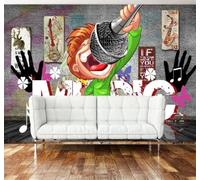 XLMING Rétro Dessins Animés Nostalgie Musique Bar 3D Papier Peint Texture Soyeuse Intissé Salle à Manger Bureau D'étude Canapé Chambre Salon TV Mur-300cm×210cm