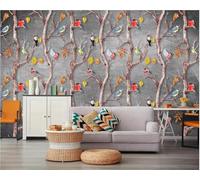 XLMING Rétro En Relief Arbres Feuilles Petits Oiseaux 3D Papier Peint Luxe Décoration Manger Adulte Intérieure Salon Canapé Chambre Fond TV Mur-350cm×256cm
