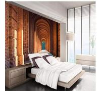 XLMING Rétro En Relief Briques Rouges Couloir Espace Agrandi Art 3D Papier Peint Premium Texturé Soie Bureau Salle à Manger Salon Chambre Coucher Canapé TV Mur-400cm×280cm