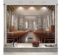 XLMING Rétro En Relief Église Chrétienne Banc Extension De L'Espace 3D Papier Peint Premium Texturé Soie Bureau Salle à Manger Salon Chambre Coucher Canapé TV Mur-200cm×140cm