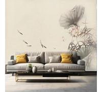 XLMING Rétro Encre De Chine Plantes Lotus Petits Poissons 3D Papier Peint Luxe Décoration Manger Adulte Intérieure Salon Canapé Chambre Fond TV Mur-150cm×105cm