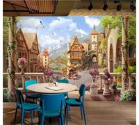 XLMING Rétro Esthétique Architecture Sommets Paysage 3D Papier Peint Texture Soyeuse Intissé Salle à Manger Bureau D'étude Canapé Chambre Salon TV Mur-400cm×280cm