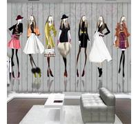 XLMING Rétro Grain De Bois Dessiné À La Main Personnages De Dessins Animés 3D Papier Peint Luxe Décoration Manger Adulte Intérieure Salon Canapé Chambre Fond TV Mur-250cm×170cm