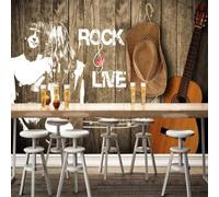 XLMING Rétro Guitare Chapeau Bois Abstrait Personnages 3D Papier Peint Texture Soyeuse Intissé Salle à Manger Bureau D'étude Canapé Chambre Salon TV Mur-250cm×170cm
