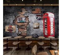 XLMING Rétro Mur De Briques Architecture Rouge Cabine Téléphonique 3D Papier Peint Luxe Décoration Manger Adulte Intérieure Salon Canapé Chambre Fond TV Mur-200cm×140cm