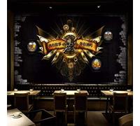 XLMING Rétro Mur De Briques Bière Culture Tête De Squelette 3D Papier Peint Premium Texturé Soie Bureau Salle à Manger Salon Chambre Coucher Canapé TV Mur-150cm×105cm