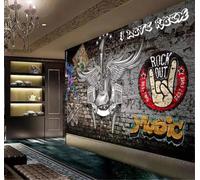 XLMING Rétro Mur De Briques Guitare Musique Rock Style Industriel 3D Papier Peint Premium Texturé Soie Bureau Salle à Manger Salon Chambre Coucher Canapé TV Mur-350cm×256cm