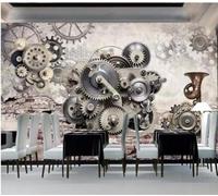 XLMING Rétro Mur De Briques Mécanique Engrenages Style Industriel 3D Papier Peint Luxe Décoration Manger Adulte Intérieure Salon Canapé Chambre Fond TV Mur-300cm×210cm
