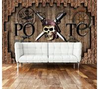 XLMING Rétro Mur De Briques Pirates Voiliers Originalité 3D Papier Peint Texture Soyeuse Intissé Salle à Manger Bureau D'étude Canapé Chambre Salon TV Mur-400cm×280cm