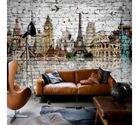XLMING Rétro Mur De Briques Ville Architecture Avion 3D Papier Peint Luxe Décoration Manger Adulte Intérieure Salon Canapé Chambre Fond TV Mur-300cm×210cm