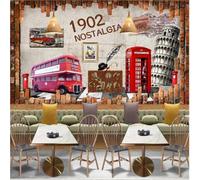 XLMING Rétro Nostalgie Art Architecture Cabine Téléphonique Bus 3D Papier Peint Texture Soyeuse Intissé Salle à Manger Bureau D'étude Canapé Chambre Salon TV Mur-200cm×140cm