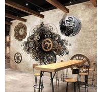 XLMING Rétro Nostalgie Art Engrenages Horloge 3D Papier Peint Premium Texturé Soie Bureau Salle à Manger Salon Chambre Coucher Canapé TV Mur-200cm×140cm