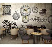 XLMING Rétro Nostalgie Art Horloge Engrenages Mur De Briques 3D Papier Peint Premium Texturé Soie Bureau Salle à Manger Salon Chambre Coucher Canapé TV Mur-400cm×280cm