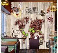 XLMING Rétro Nostalgie Café Carte Du Monde Café 3D Papier Peint Texture Soyeuse Intissé Salle à Manger Bureau D'étude Canapé Chambre Salon TV Mur-200cm×140cm