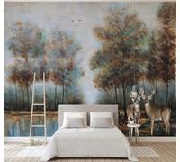 XLMING Rétro Nostalgie Élan Oiseaux Forêt Papier Peint 3D Soie De Luxe Intissé Bureau Salle à Manger Canapé Chambre Salon TV Mural Décoratif-400cm×280cm