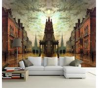XLMING Rétro Nostalgie En Trois Dimensions Architecture Ciel 3D Papier Peint Texture Soyeuse Intissé Salle à Manger Bureau D'étude Canapé Chambre Salon TV Mur-430cm×300cm