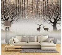 XLMING Rétro Nostalgie Esthétique Forêt Élan 3D Papier Peint Texture Soyeuse Intissé Salle à Manger Bureau D'étude Canapé Chambre Salon TV Mur-250cm×170cm