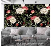 XLMING Rétro Nostalgie Luxe Abordable Roses Fleurs Végétaux Papier Peint 3D Soie De Luxe Intissé Bureau Salle à Manger Canapé Chambre Salon TV Mural Décoratif-430cm×300cm