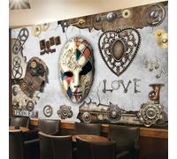 XLMING Rétro Nostalgie Mécanique Engrenages Personnages Portraits 3D Papier Peint Texture Soyeuse Intissé Salle à Manger Bureau D'étude Canapé Chambre Salon TV Mur-250cm×170cm