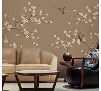 XLMING Rétro Nostalgie Minimaliste Sobre Fleurs Et Oiseaux 3D Papier Peint Luxe Décoration Manger Adulte Intérieure Salon Canapé Chambre Fond TV Mur-300cm×210cm