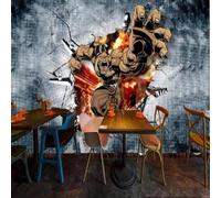 XLMING Rétro Nostalgie Mur Brisé Art Graffiti Personnages 3D Papier Peint Texture Soyeuse Intissé Salle à Manger Bureau D'étude Canapé Chambre Salon TV Mur-250cm×170cm