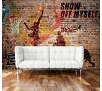 XLMING Rétro Nostalgie Mur De Briques Graffiti Basket 3D Papier Peint Luxe Décoration Manger Adulte Intérieure Salon Canapé Chambre Fond TV Mur-200cm×140cm