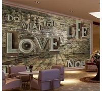 XLMING Rétro Nostalgie Relief Art Lettres Anglaises 3D Papier Peint Texture Soyeuse Intissé Salle à Manger Bureau D'étude Canapé Chambre Salon TV Mur-250cm×170cm