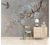 XLMING Rétro Nostalgie Relief Magnolia Pie 3D Papier Peint Texture Soyeuse Intissé Salle à Manger Bureau D'étude Canapé Chambre Salon TV Mur-150cm×105cm