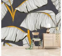 XLMING Rétro Nostalgie Végétaux Lignes Feuilles 3D Papier Peint Texture Soyeuse Intissé Salle à Manger Bureau D'étude Canapé Chambre Salon TV Mur-250cm×170cm