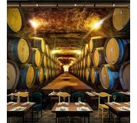XLMING Rétro Nostalgique Cave À Vin Tonneau Couloir Extension De L'Espace 3D Papier Peint Texture Soyeuse Intissé Salle à Manger Bureau D'étude Canapé Chambre Salon TV Mur-150cm×105cm