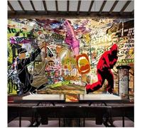 XLMING Rétro Nostalgique Graffiti Art Dynamique Street Dance 3D Papier Peint Premium Texturé Soie Bureau Salle à Manger Salon Chambre Coucher Canapé TV Mur-300cm×210cm