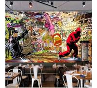 XLMING Rétro Nostalgique Graffiti Art Dynamique Street Dance 3D Papier Peint Texture Soyeuse Intissé Salle à Manger Bureau D'étude Canapé Chambre Salon TV Mur-400cm×280cm