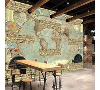 XLMING Rétro Peint À La Main Aquarelle Art Carte Du Monde 3D Papier Peint Premium Texturé Soie Bureau Salle à Manger Salon Chambre Coucher Canapé TV Mur-430cm×300cm