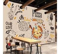 XLMING Rétro Pizza Portrait Papier Peint Fast Food Mural 3D Papier Peint Restaurant Occidental Papier Peint Décoratif Industriel-150cm×105cm